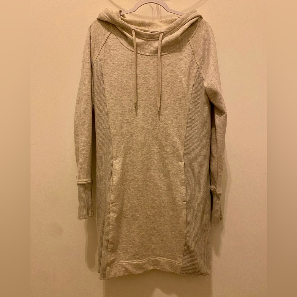 Athleta Tan Hooded Sweater Dress- Size Medium